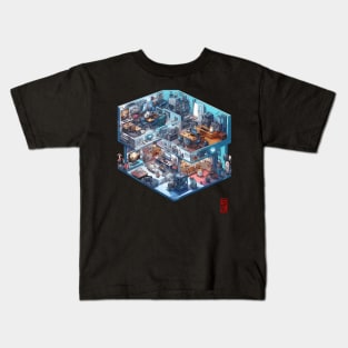 Isometric cat office Kids T-Shirt